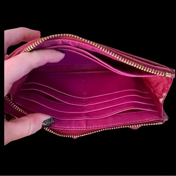 Coach Berry Colored Embossed Wristlet - Picture 4 of 9